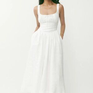 Reformation Balia Linen Dress - White Size 6